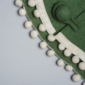 Magnolia Wool Tree Skirt with Pom Poms